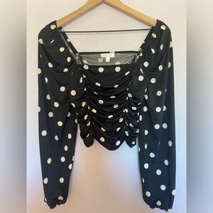 Gathered crop top with long sleeves